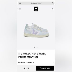 NWB - Veja V-10 Leather Gravel Parme Menthol MULTIPLE SIZES AVAILABLE